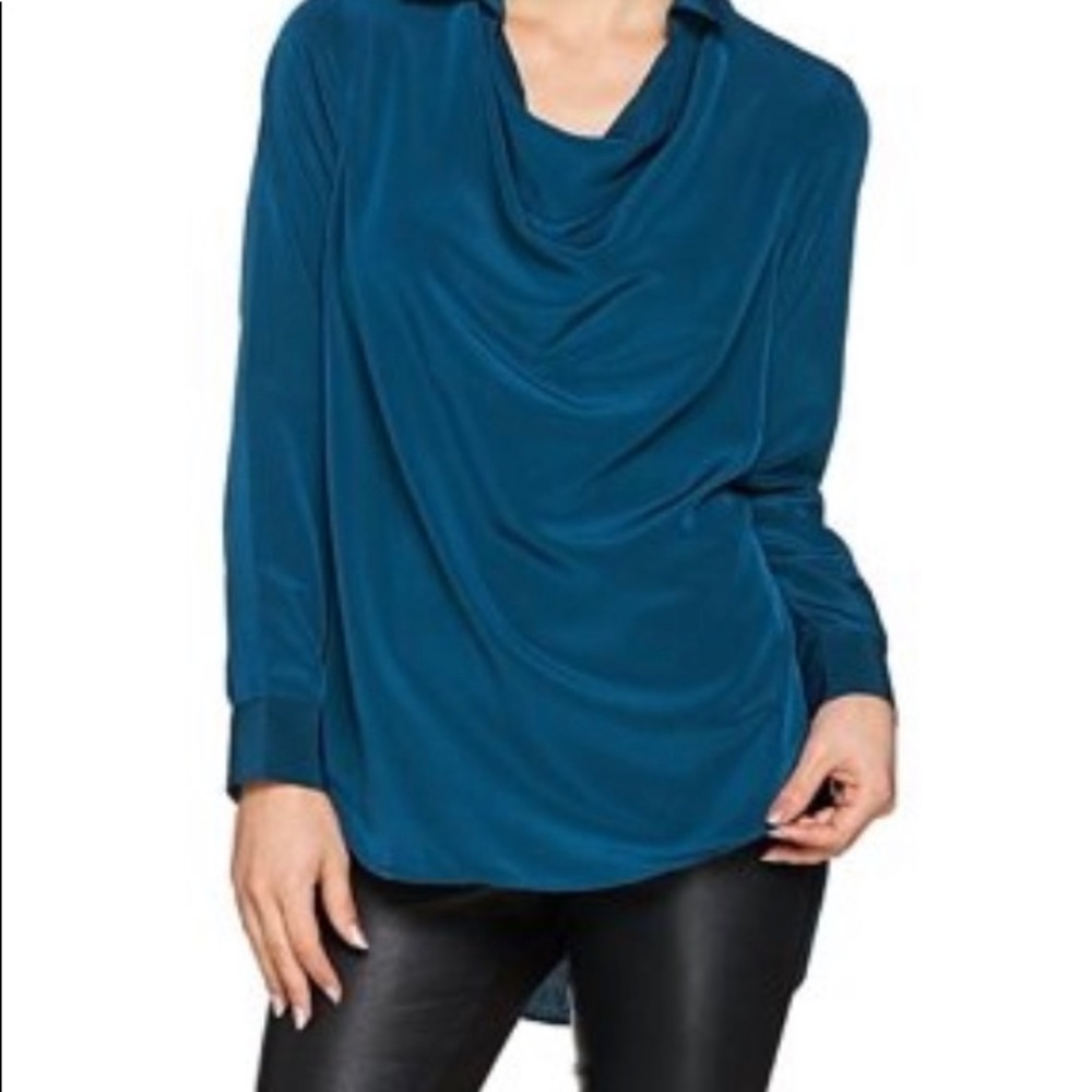 NWOT Lisa Rinna cowl neck collared blouse
